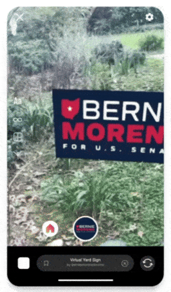 Virtual yard sign augmented reality (AR) view for Bernie Moreno, made by Push Digital and used for the header scroll for the Push Digital website.