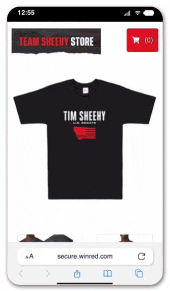 Scrolling view gif of WinRed merchandise for Tim Sheehy, designed by Push Digital. The gif is used for the Push Digital website.