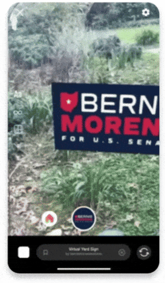 Virtual yard sign augmented reality (AR) view for Bernie Moreno, made by Push Digital and used for the header scroll for the Push Digital website.