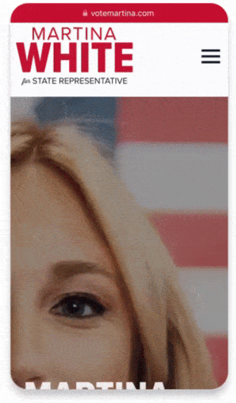 Mobile view of Martina White's website feature, showing off the skills and build for a Challenger website with Push Digital.