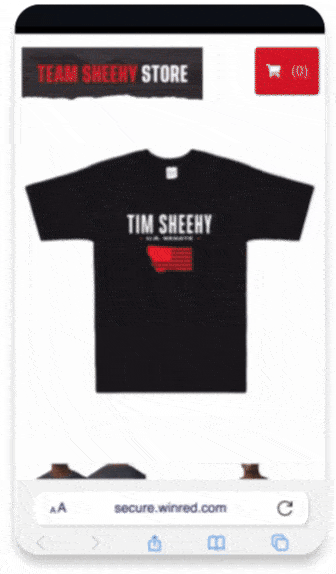 Scrolling view gif of WinRed merchandise for Tim Sheehy, designed by Push Digital. The gif is used for the Push Digital website.